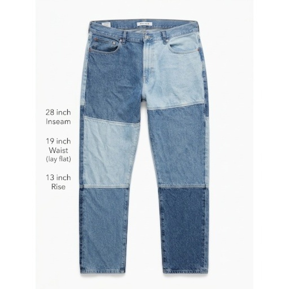 PacSun Slim Taper Patchwork Multi Tone Blue Denim Jeans Mens 36x28 Patchwork